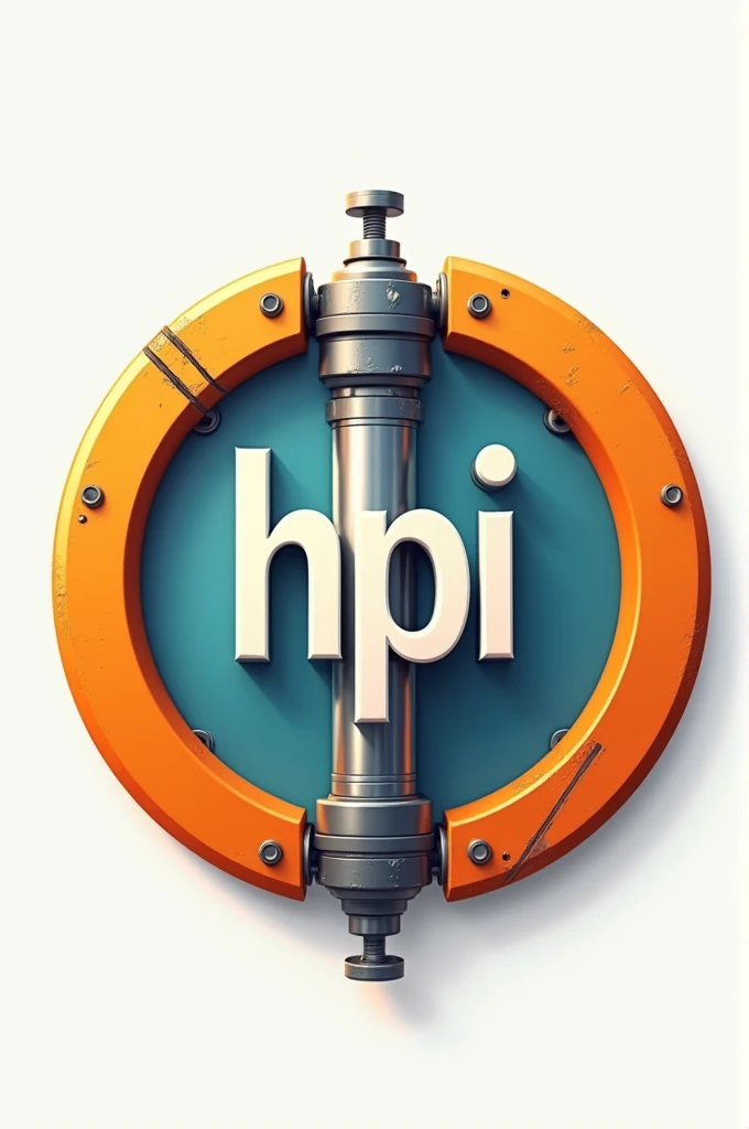 Hydraulic cylinder-shaped emoji with the text HPI inside a half orange and half cyan circle