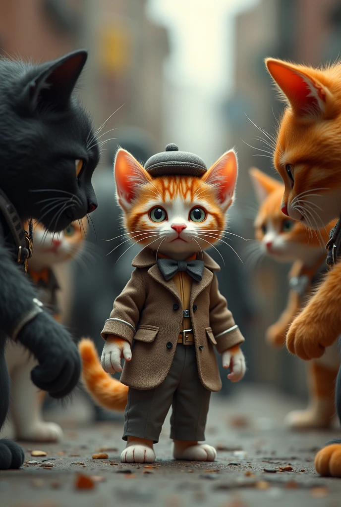 Fashionable kitten being bullied