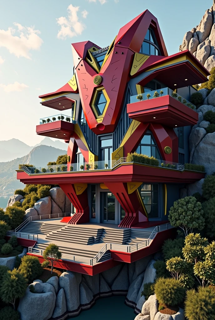 A villa for iron man with his structure and symbols 