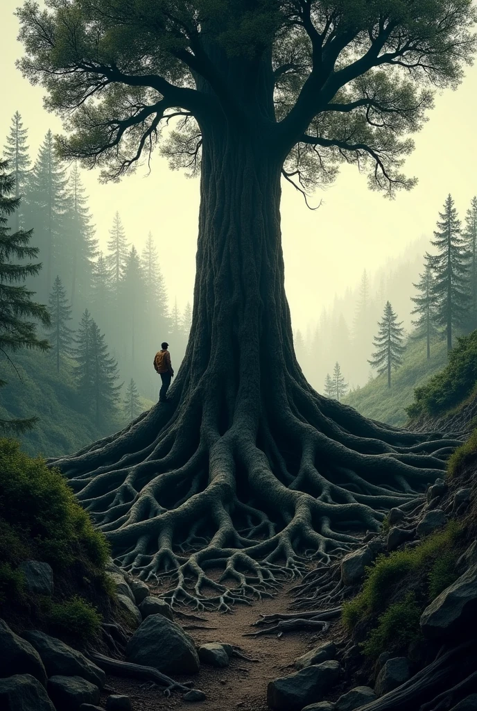 Tree silhouette with deep roots Timberland brand style