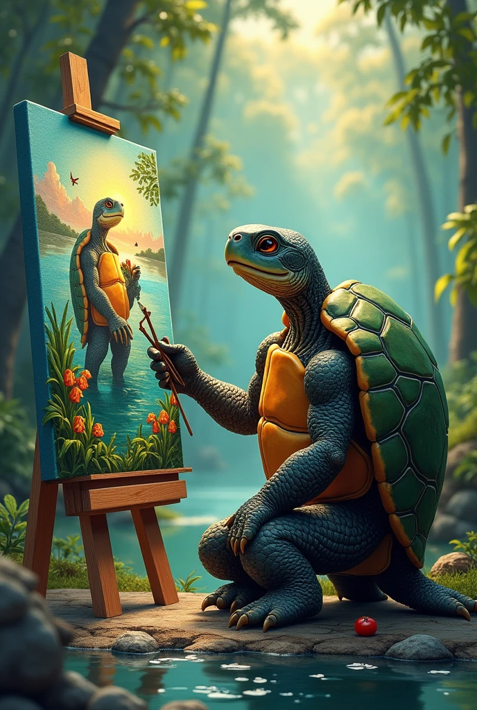 Masterpiece being painted by a turtle