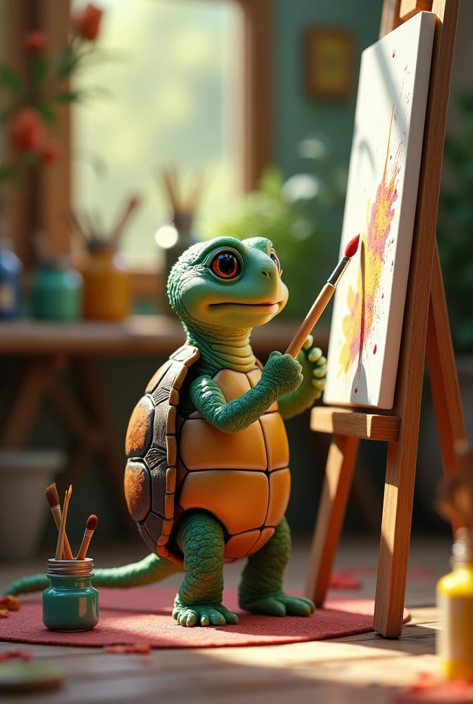 Masterpiece being painted by a tiny turtle