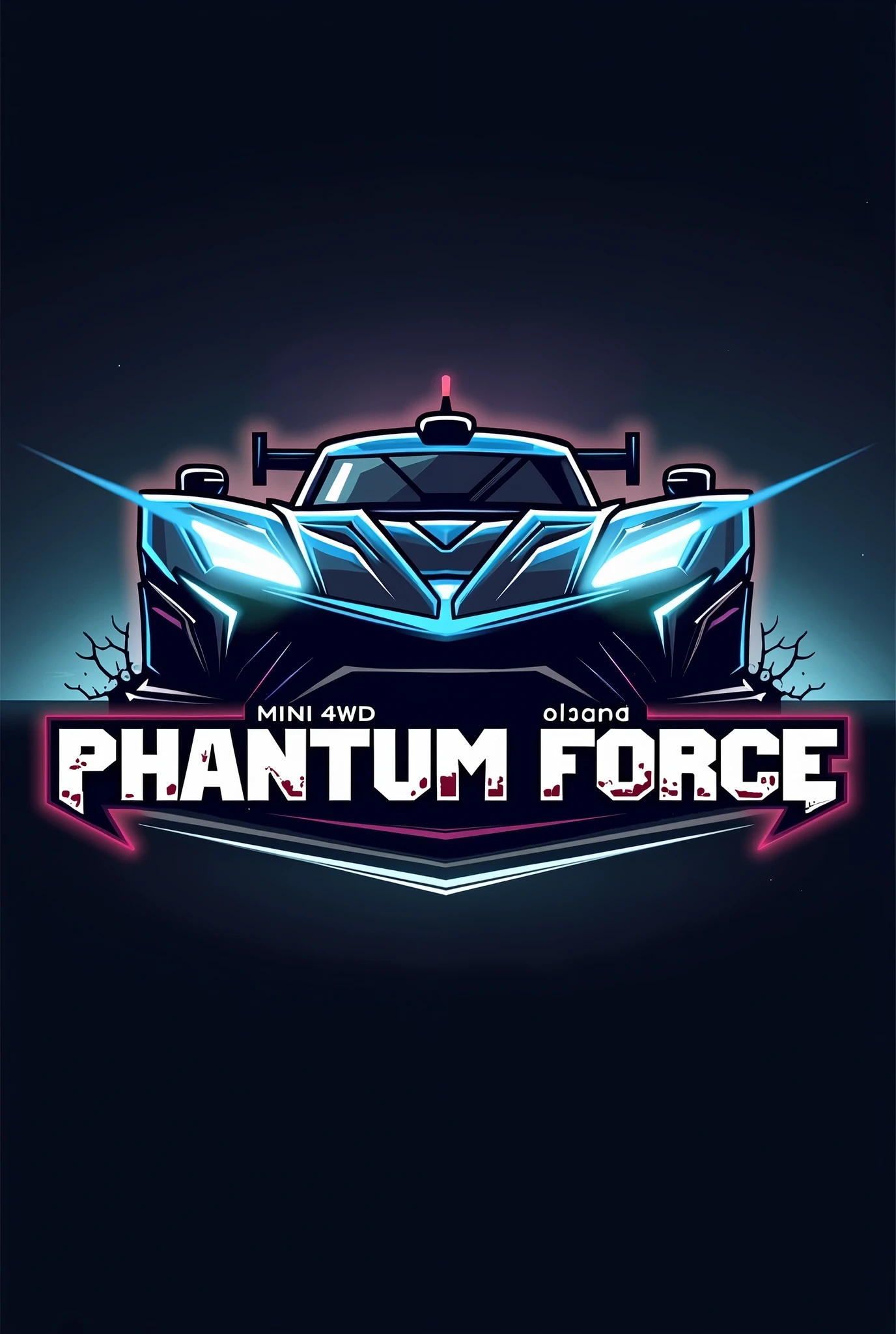 Mini 4WD phantom force logo with a text at the middle of the logo