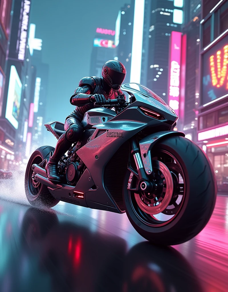 Iron man bike iron bike futuristic cyberpunk neon city 