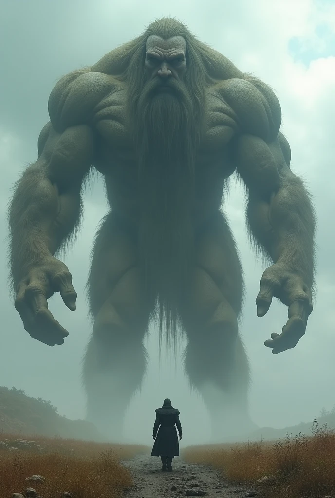 The faces the giant.