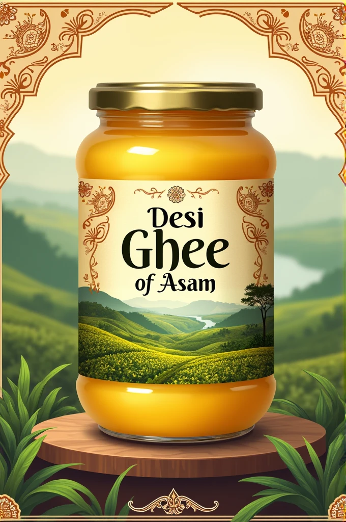 Make me a label of desi ghee of Assam .