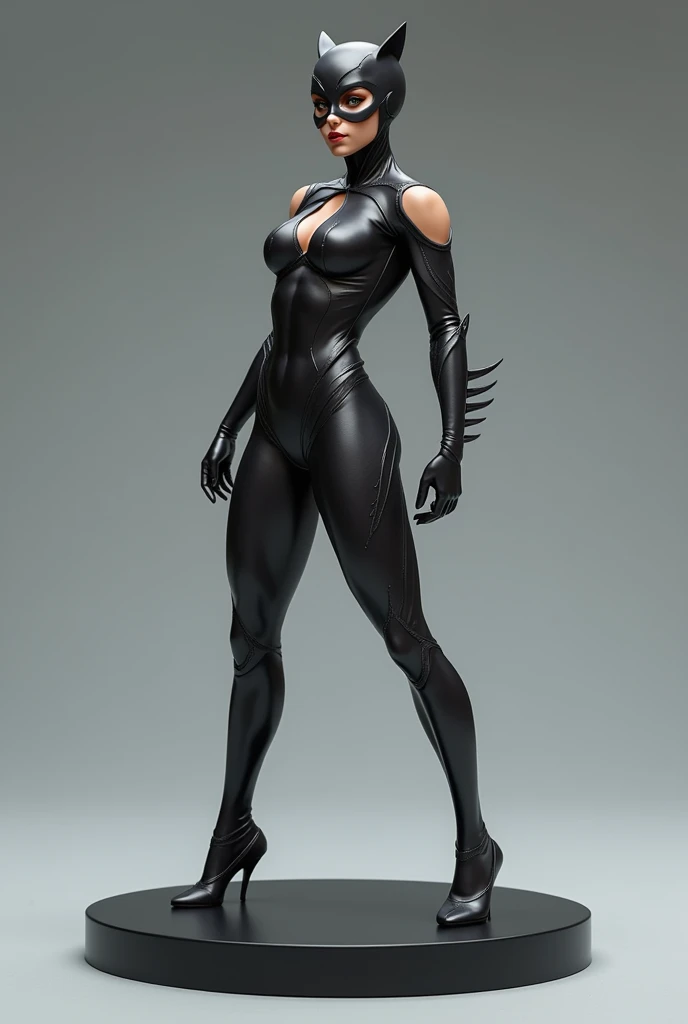 Catwoman sculpture, action pose, and 3d, Whole body, back and front