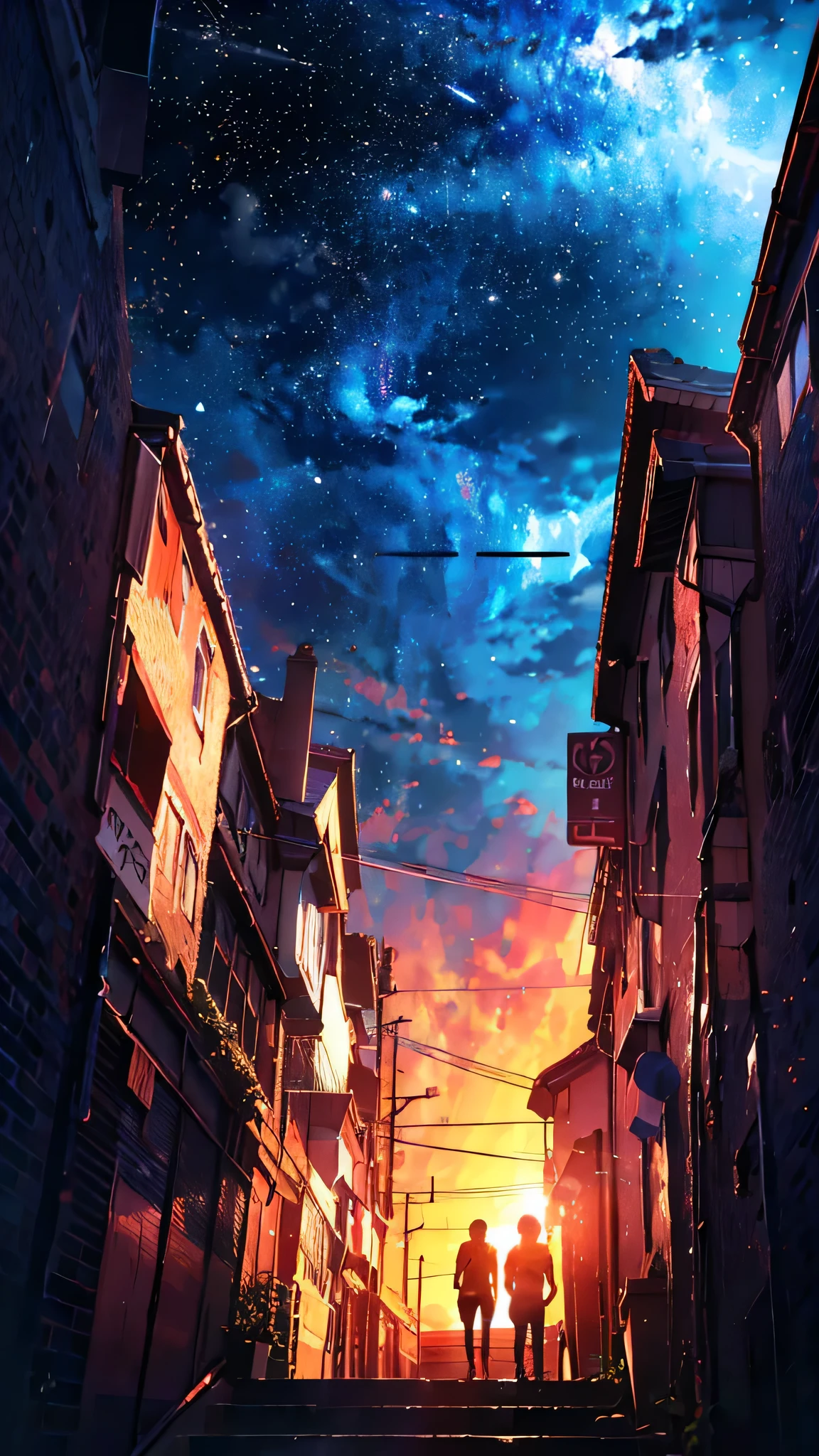 station、home、There is a bicycle parking lot with many bicycles parked.、appear、train、Urban townscape、anime, プラットhome, the stars, , the milky, the stars, the, cosmic skies. by makoto shinkai, anime sky, anime art wallpaper 4 k, anime art wallpaper 4k, anime art wallpaper 8 k, amazing wallpaper, Panorama、Ultra Wide Angle、extensiive、