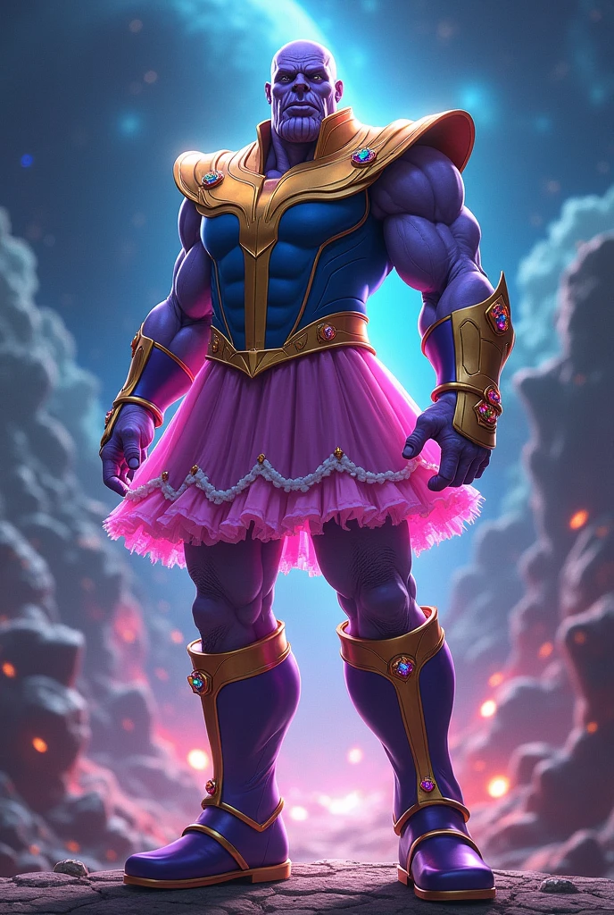 Thanos of marvel universe dressed like a madoka magica girl