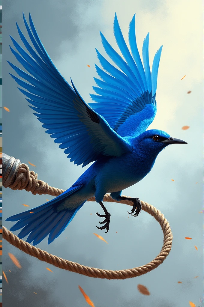 Whip lashing a blue bird