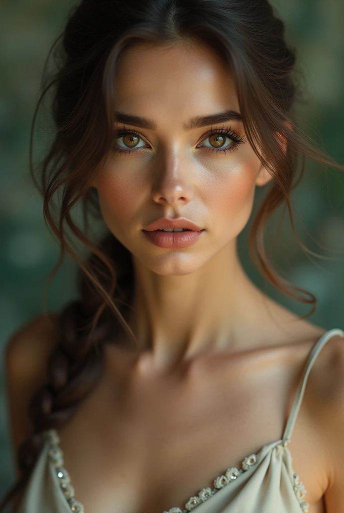 a woman, beautiful detailed eyes, beautiful detailed lips, extremely detailed eyes and face, long eyelashes, elegant dress, graceful pose, serene expression, natural lighting, cinematic composition, muted color palette, realistic, photorealistic, photo-realistic:1.37, best quality, 8k, highres, masterpiece:1.2, ultra-detailed, professional, vivid colors