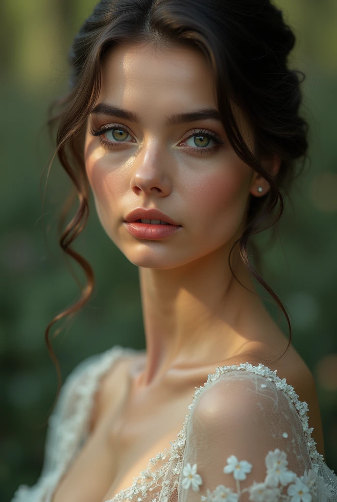 a woman, beautiful detailed eyes, beautiful detailed lips, extremely detailed eyes and face, long eyelashes, elegant dress, graceful pose, serene expression, natural lighting, cinematic composition, muted color palette, realistic, photorealistic, photo-realistic:1.37, best quality, 8k, highres, masterpiece:1.2, ultra-detailed, professional, vivid colors
