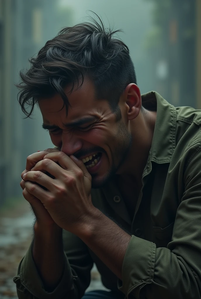 A man is saving and crying