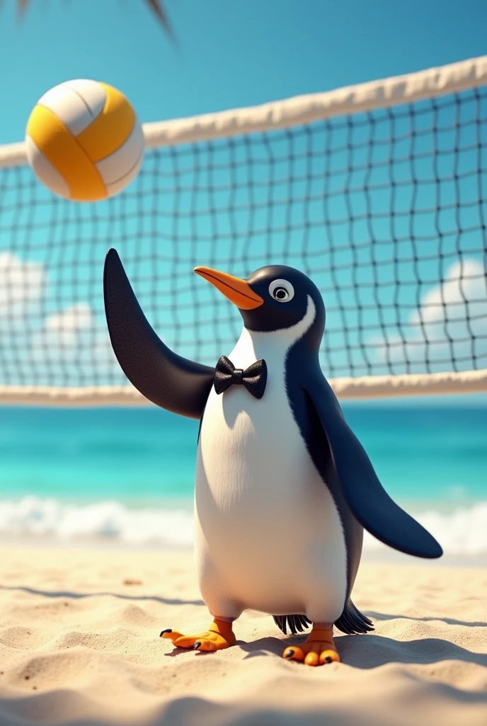 penguin playing volleyball
