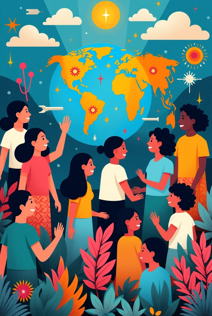Create me an image about global health and hygiene that would be the centerpiece for a mural 