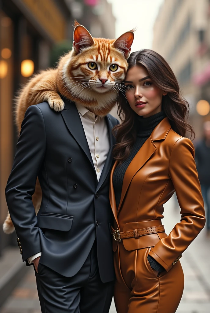 Fashionable cat with hoti girl