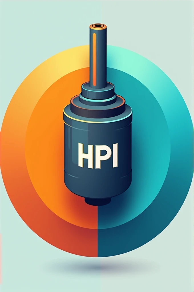 Hydraulic cylinder emoji avatar with HPI letter logo inside a half orange and half cyan circle