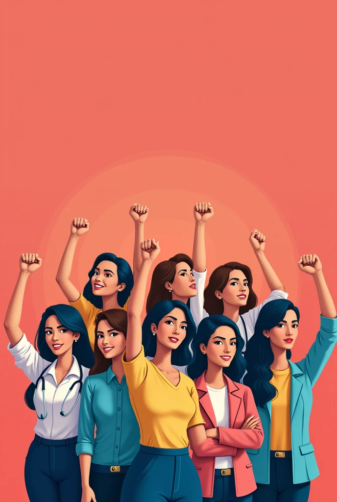 Supporting Women empowerment pink color with Filipino and fist many women poster with different jobs