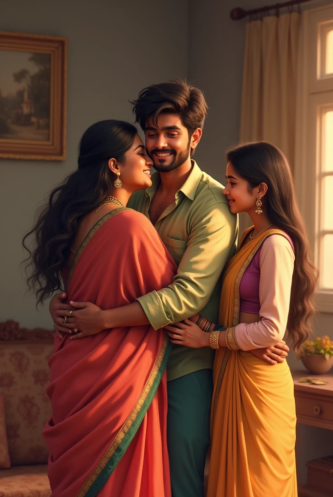 An Indian young 
man loving his parents and his 2 sisters