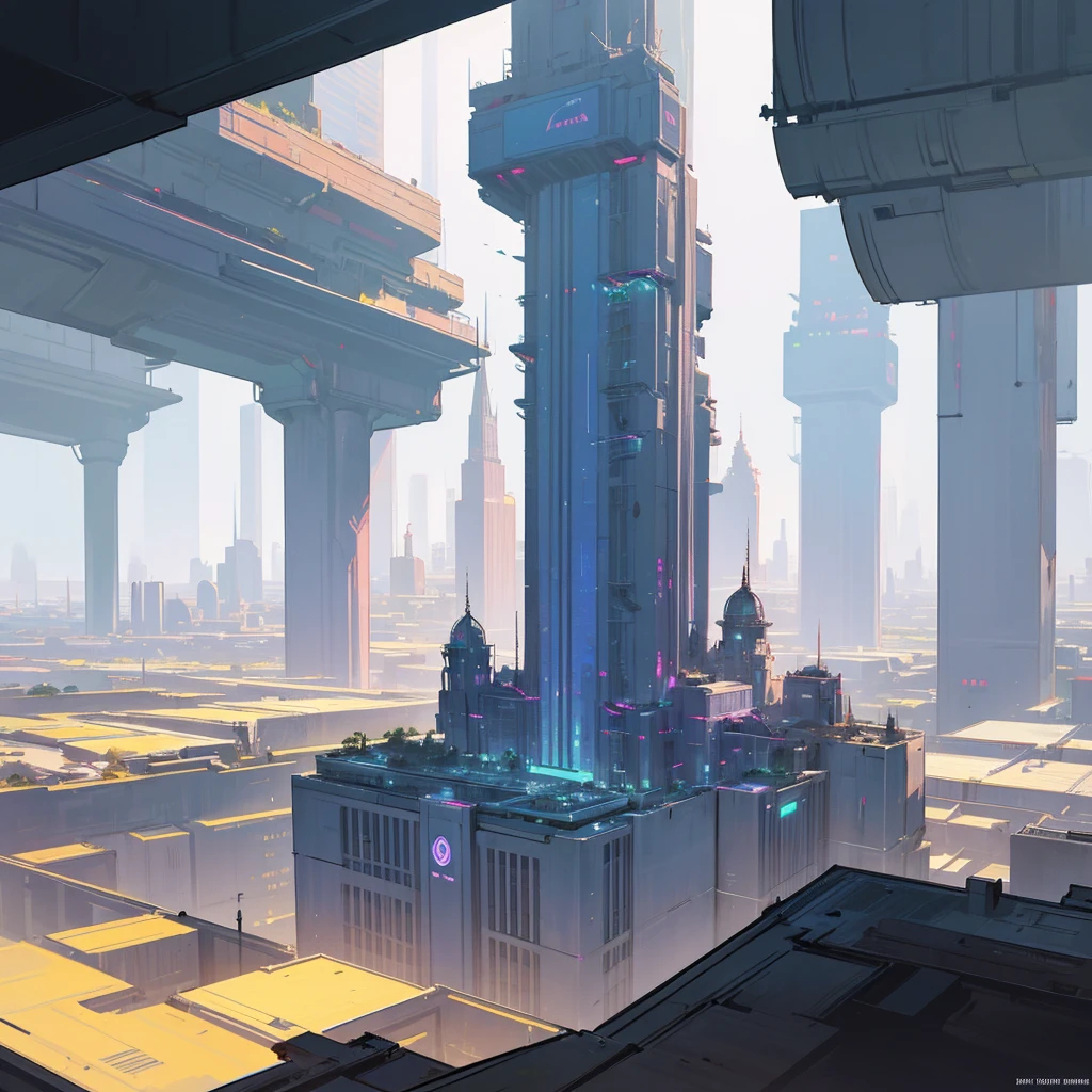 View of a landscape of a mega metropolis city with a futuristic retro future science fiction style with large buildings and large skyscrapers of sizes of 900 meters high that the buildings have all kinds of shapes and geometric shapes and not only rectangular shapes but all kinds of shapes that the buildings are made of dark black metal and that the city is super technologically advanced that the city has streets and some small buildings to fill that it has a dystopia and utopia style 

