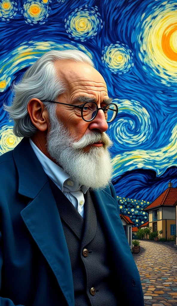 Sigmund Freud in a stary night art style