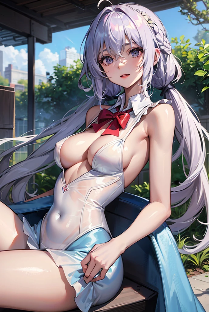 ((masterpiece)), ((Best quality)), (high resolution), (illustration), (an extremely delicate and beautiful), (ultra detailed beautiful face and eyes), nsfw, 1girl, leaning forward, YukineChris, long hair, purple eyes, twintails, low twintails, ahoge, large breasts, fishnet pantyhose, red a bow tie, volumetric lightning,
detailed skin texture, detailed, volumetric shadow, anime screencap,Highest quality, Sorceress, ancient babylonian nobility, ((tan skin:1.2)), (brown skin color),Long hair, twin braids, hair ornament, wine colored hair, smile, Below average size breasts, bare shoulders, (underboob:0,Red leotard)clothes get torn、Cross your arms,front、Leg spread、Groin、bikini、Two Piece、Yukine Chris、Bi、紺Bi、Wet、On the skin、Wet condition、Wet_shirt,Wet _underwear、tear_underwear
8K, masterpiece, Best_quality, high_resolution, ultra_details, detailed, 1girl, 独奏, looking_at_viewer, upper_body, braid, blurry, bangs, white_hair, blurry_background, cchurch, Blue_dress、hair_ribbon, hair_between_eyes,
sidelocks,depth_of_field,light_particles,sun_shine,snow、french_braid, Alphonse Mucha Style, sharp focus, perfect hands, perfect face, perfect eyes, perfect light, dynamic light, natural light, Masterpiece, Best quality, Lying down、sleep