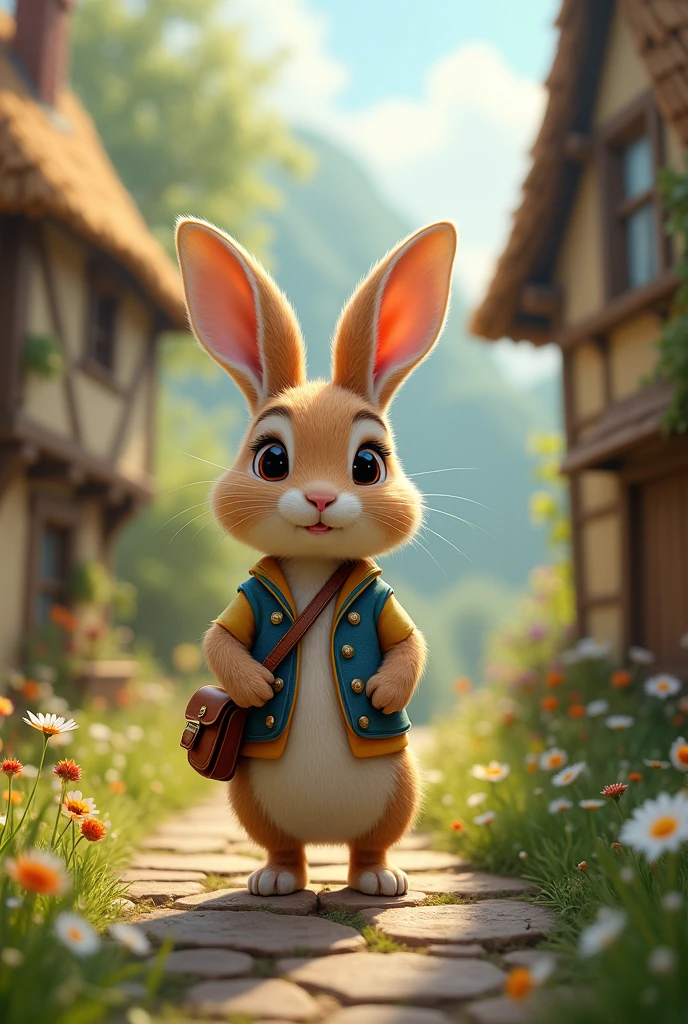 Once upon a time, in a small village, there lived a cute little rabbit.