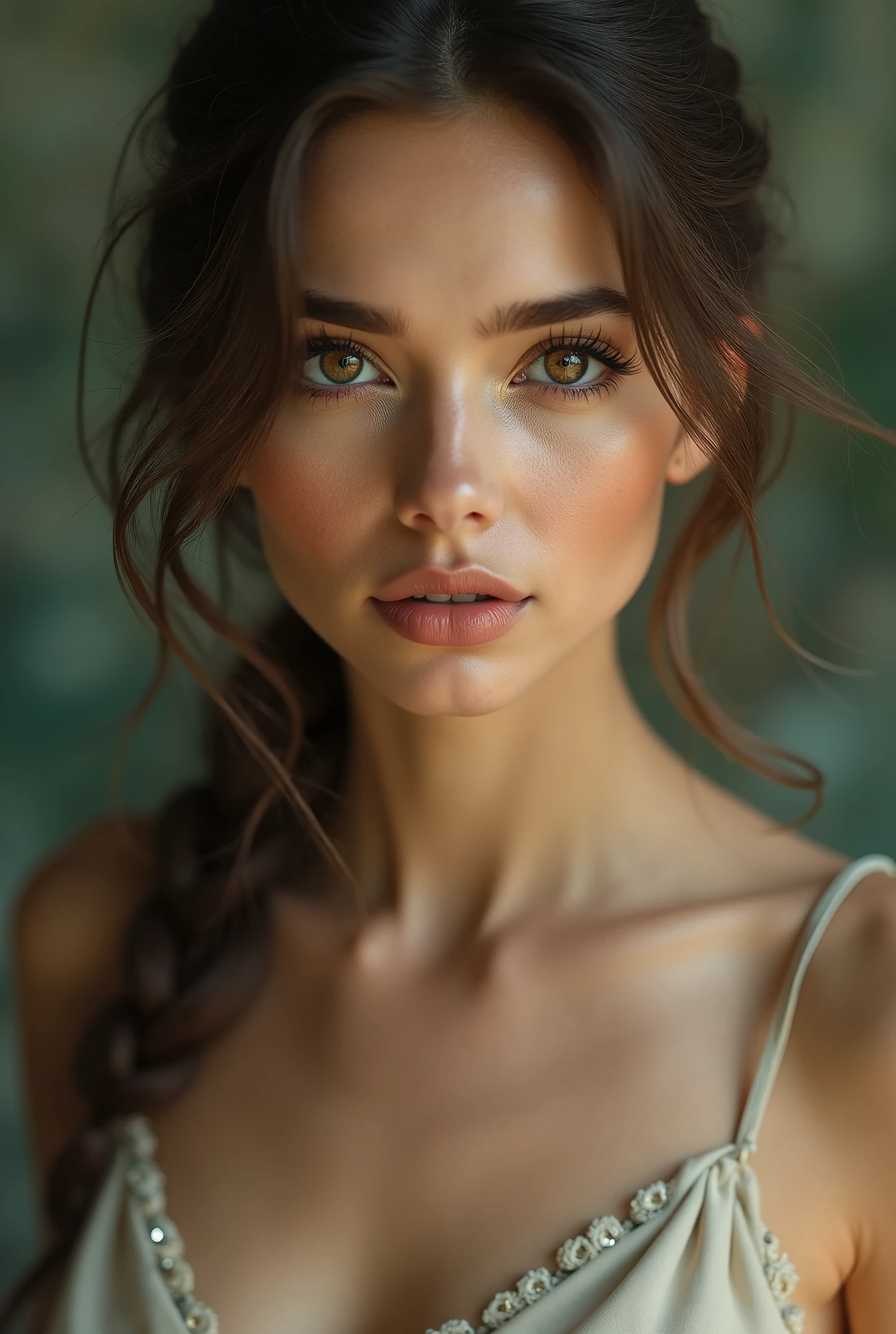 a woman, beautiful detailed eyes, beautiful detailed lips, extremely detailed eyes and face, long eyelashes, elegant dress, graceful pose, serene expression, natural lighting, cinematic composition, muted color palette, realistic, photorealistic, photo-realistic:1.37, best quality, 8k, highres, masterpiece:1.2, ultra-detailed, professional, vivid colors