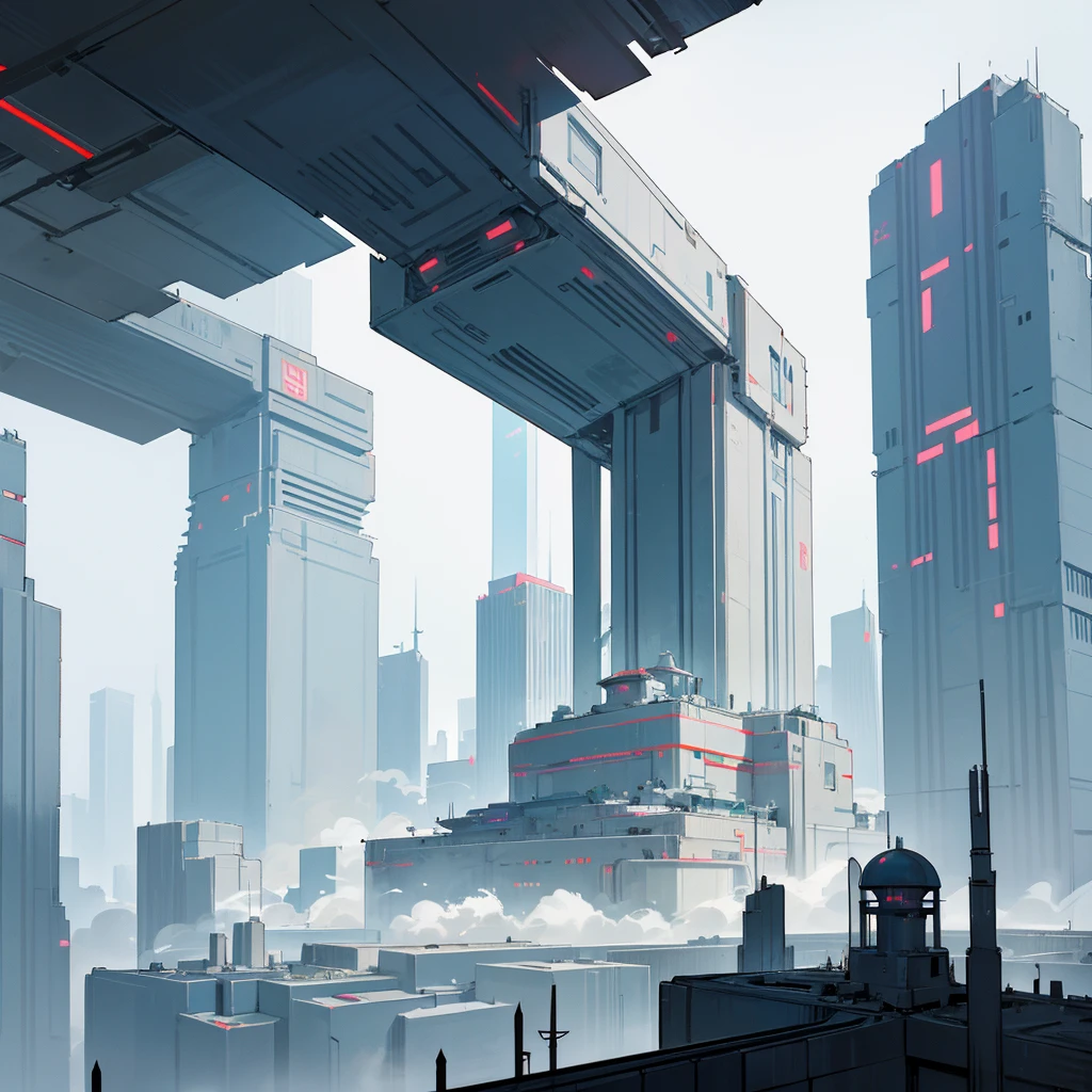 View of a landscape of a mega metropolis city with a futuristic retro future style with large buildings and large skyscrapers of sizes of 900 meters high that the buildings have all kinds of shapes and geometric shapes and not only rectangular shapes but all kinds of shapes that the buildings are made of dark black metal and that the city is super technologically advanced that the city has streets and some small buildings to fill that it has a dystopia style and that there is fog and that the architecture of the city is that it has all kinds of shapes