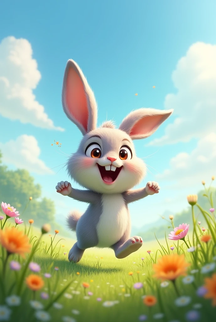 The rabbit was very playful and cheerful.