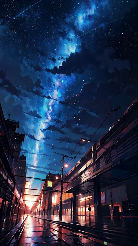 Tokyo Station、home、、train、bullet train、Urban townscape、anime, プラットhome, the stars, , the milky, the stars, the, cosmic skies. by makoto shinkai, anime sky, anime art wallpaper 4 k, anime art wallpaper 4k, anime art wallpaper 8 k, amazing wallpaper, Panorama、Ultra Wide Angle、Ultra-wide range、
