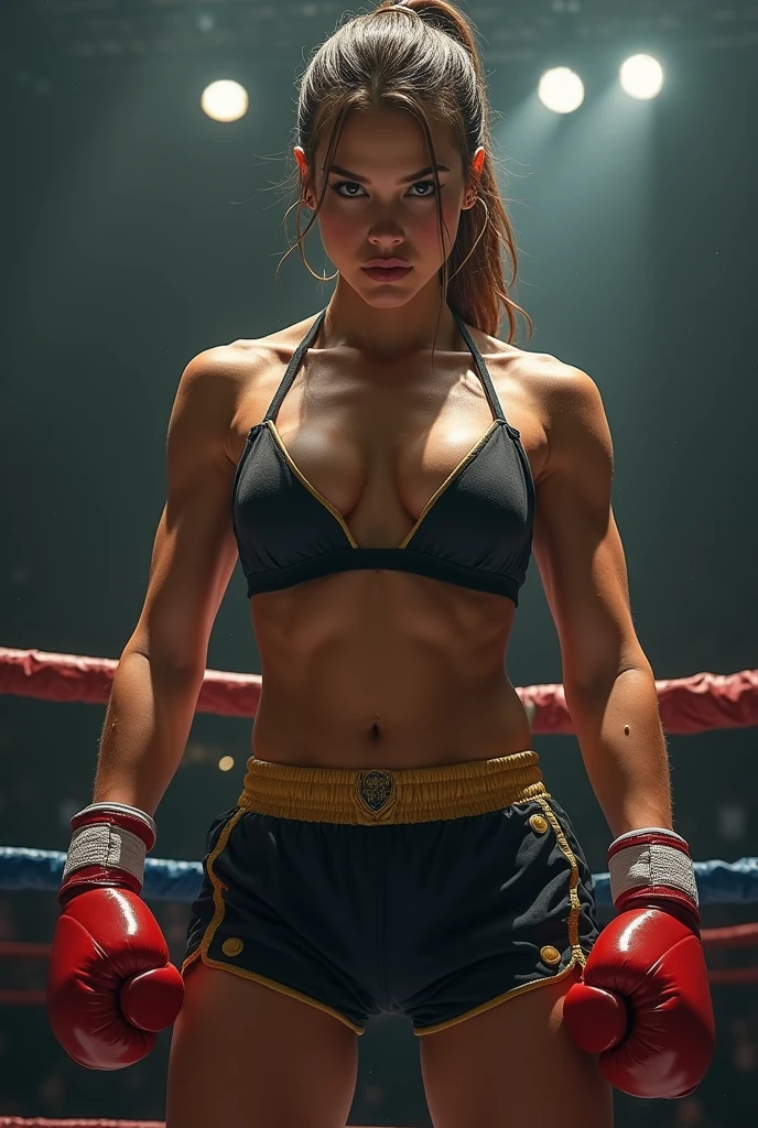 Blonde woman posing for a photo, beautiful blonde woman, blonde Frau, blonde and attractive features, blonde beautiful young woman, beautiful blonde girl, A beautiful blonde, with long blonde hair, fully nude and in a boxing ring, big breast