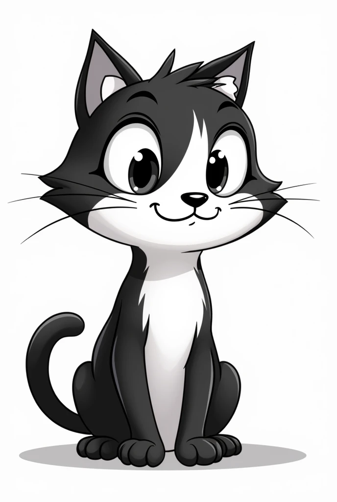 Cartoon cat, black and white profile picture