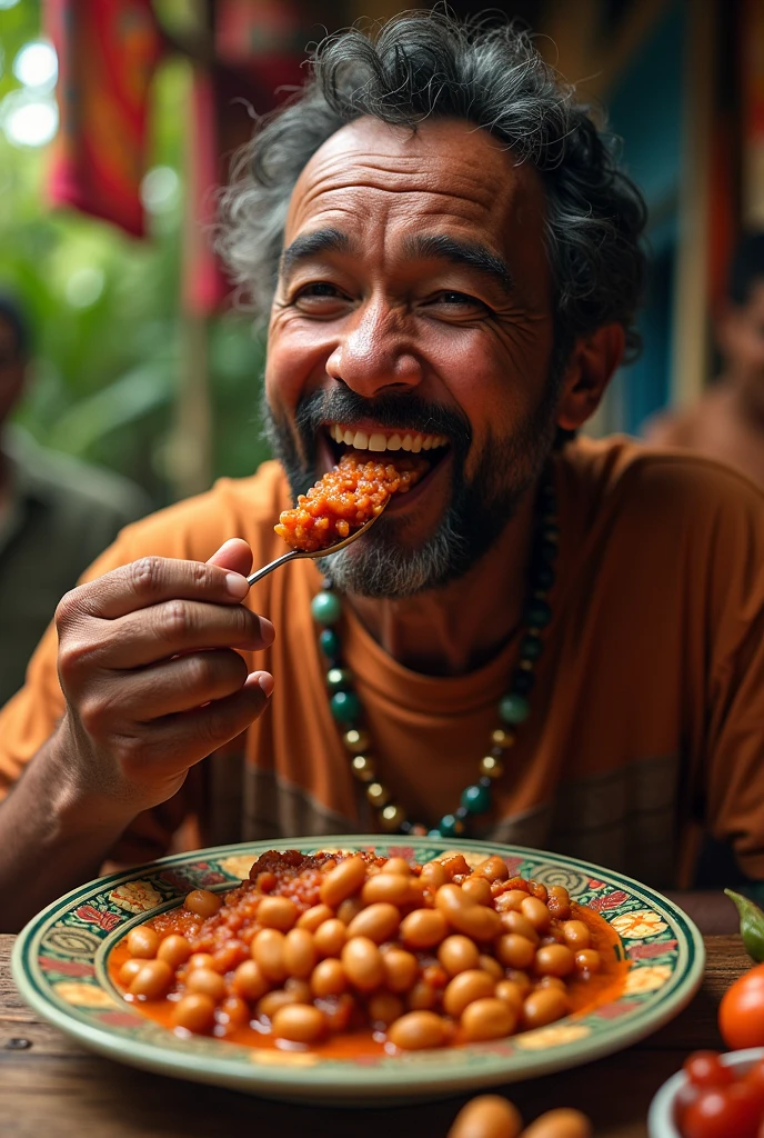 helo ribeiro do barbatuques eating beans