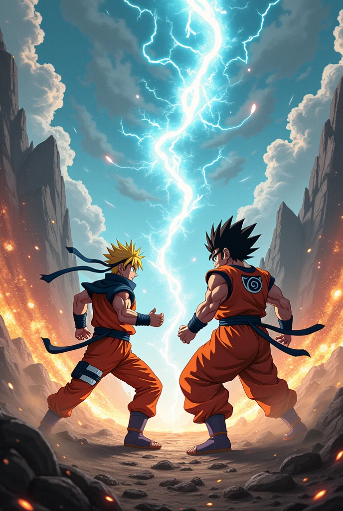 Naruto, goku fighting