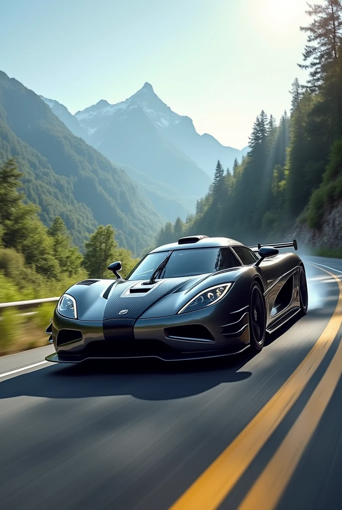 Create a Koenigsegg Agera R at very high speed on the road