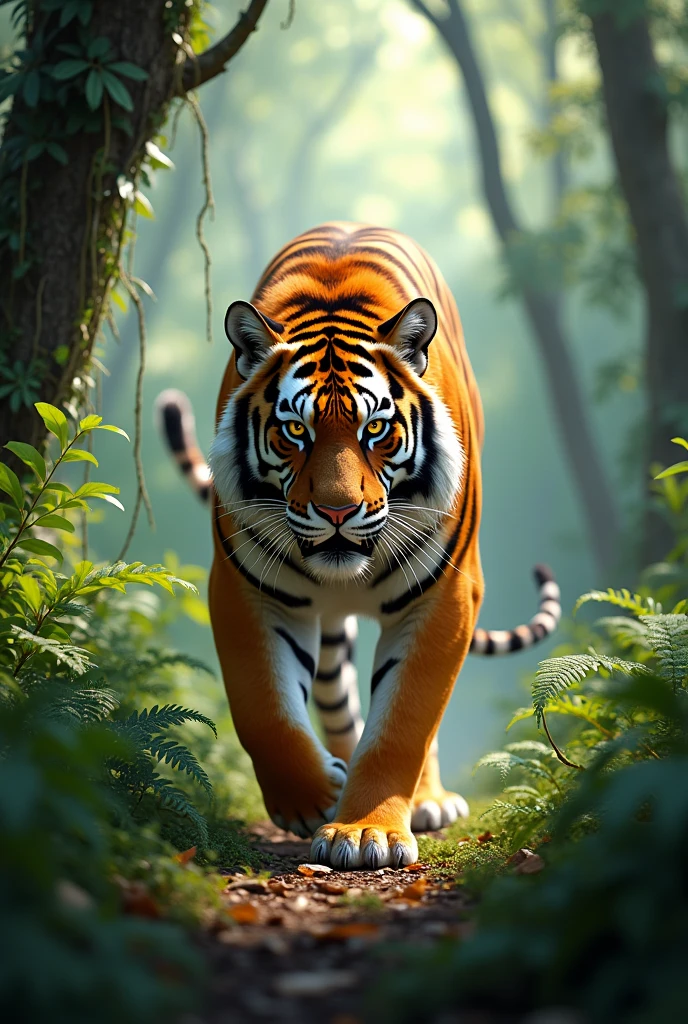 Tiger walk in jungle 