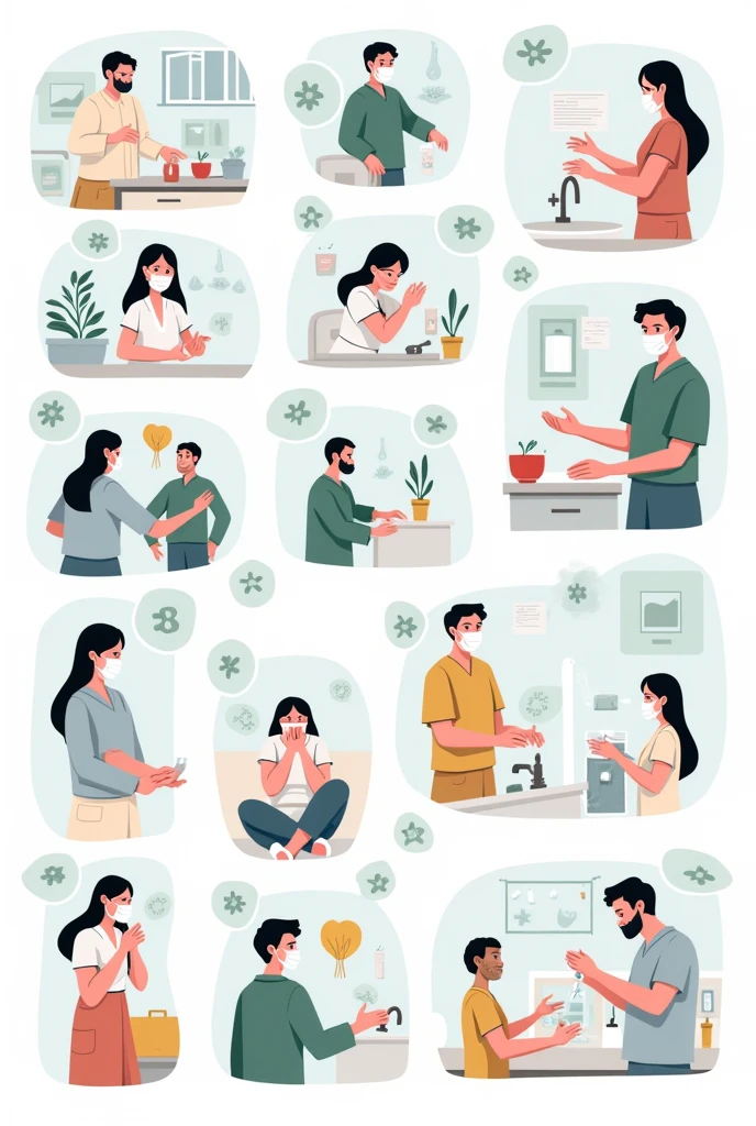 Create me images about health and hygiene for disease prevention but without letters, only that they are images