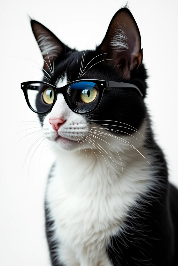 Stylish cat with glasses, black and white profile picture

