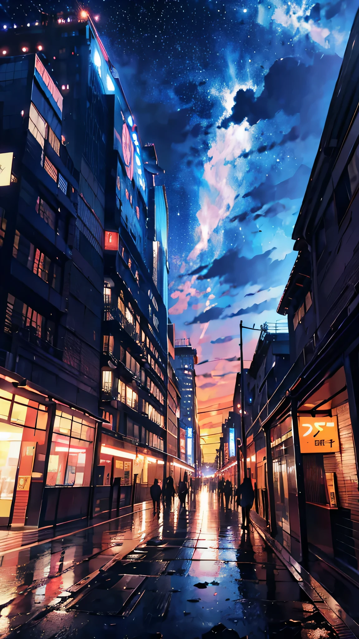 Tokyo Station、home、、train、bullet train、Urban townscape、anime, プラットhome, the stars, , the milky, the stars, the, cosmic skies. by makoto shinkai, anime sky, anime art wallpaper 4 k, anime art wallpaper 4k, anime art wallpaper 8 k, amazing wallpaper, Panorama、Ultra Wide Angle、Ultra-wide range、