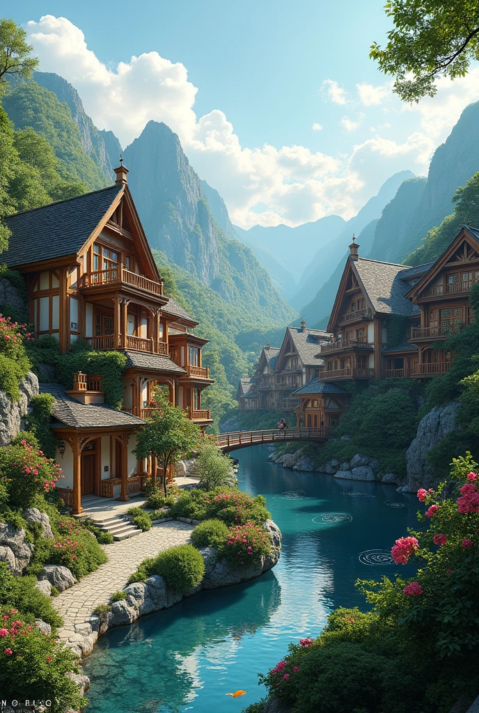 Ultra lux woodern village in natural wiev
