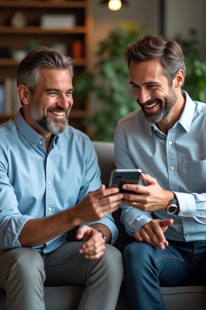 Two men making a video call on the phone