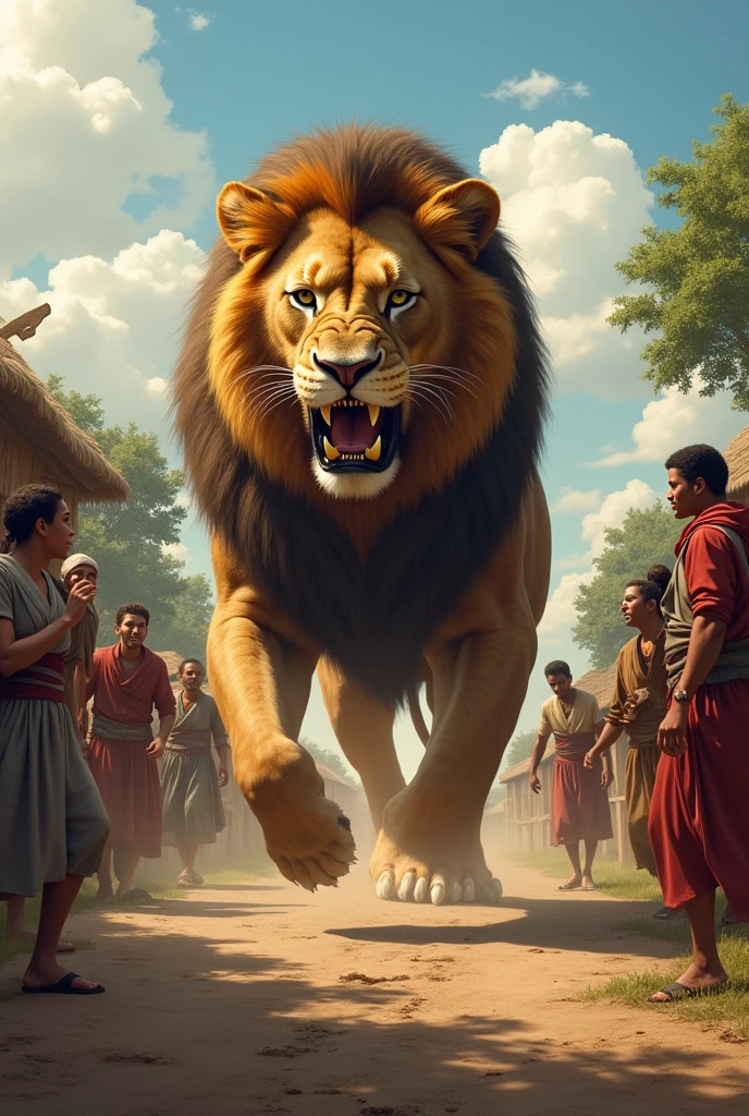 Lion enter in village and villagers are shoked