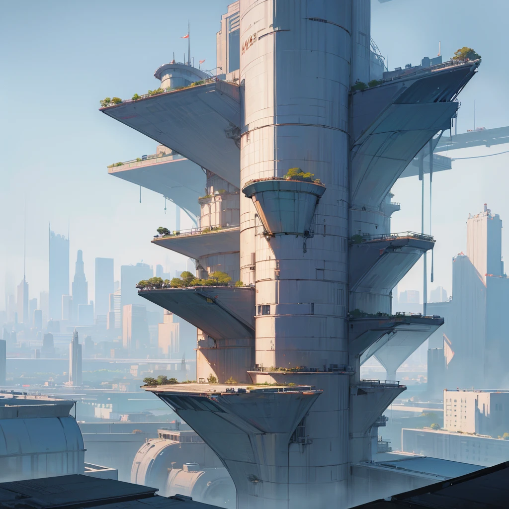 Panoramic view of a large landscape of a mega metropolis city with a futuristic retro future style with large buildings and large skyscrapers of sizes of 900 meters high that the buildings have all kinds of shapes and geometric shapes and not only rectangular shapes but all kinds of shapes that the buildings are made of dark black metal and that the city is super technologically advanced that the city has streets and some small buildings ,that it has a dystopian style and that there is fog and that the architecture of the city is that it has all kinds of shapes