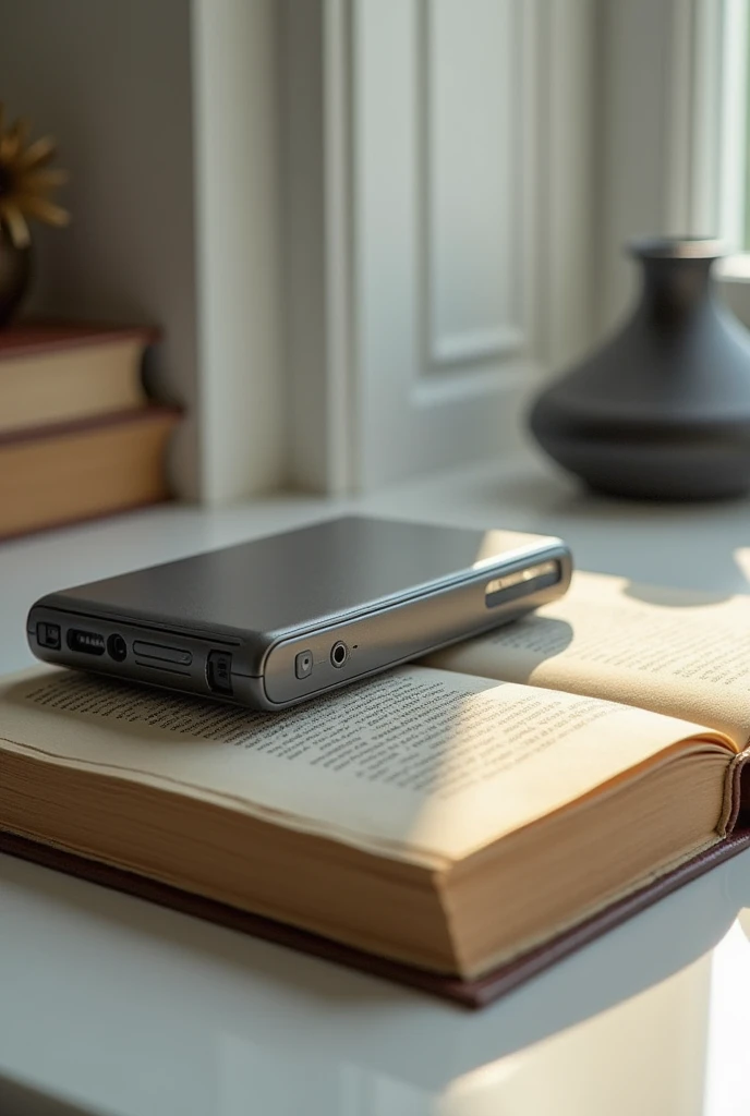includes a picture of a well-kept object, like a piece of technology in good condition or a book with an intact cover.