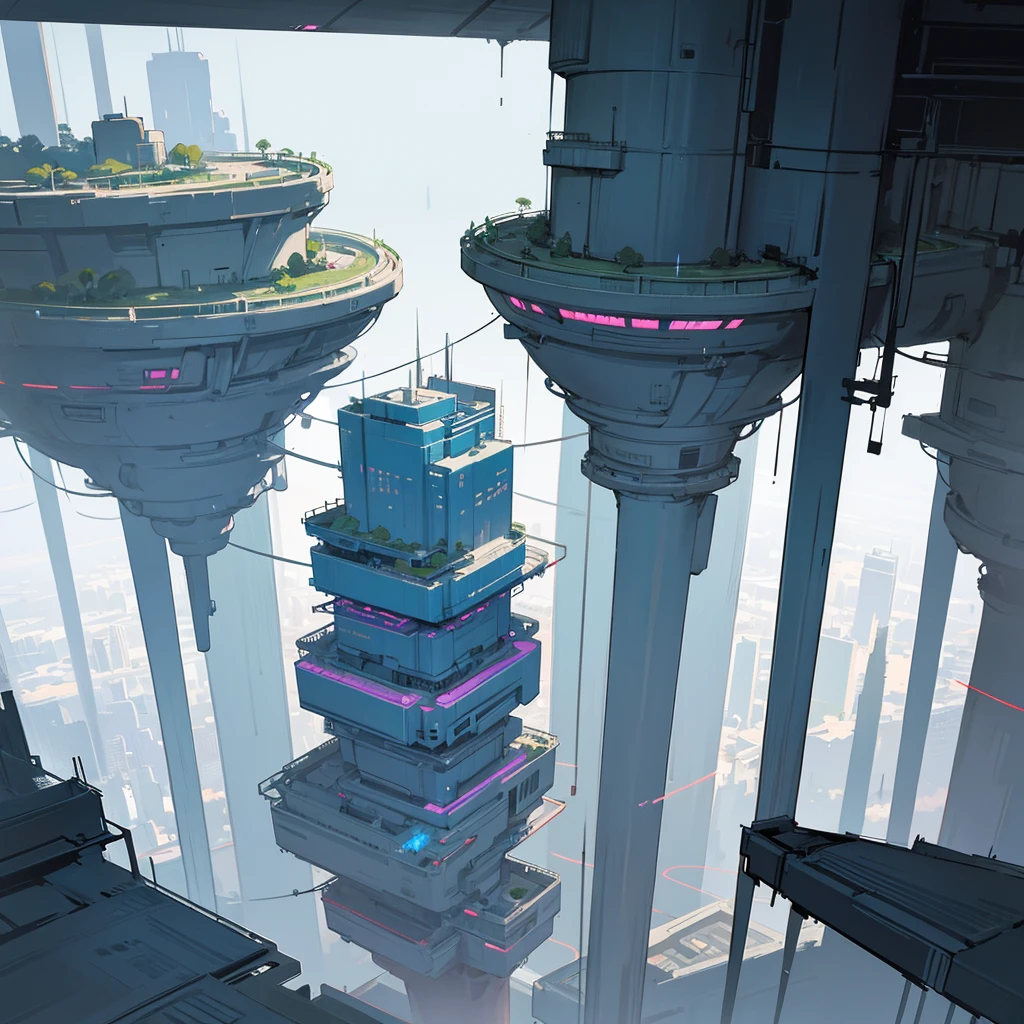 Panoramic view of a large landscape of a mega metropolis city with a futuristic retro future style with large buildings and large skyscrapers of sizes of 900 meters high that the buildings have all kinds of shapes and geometric shapes and not only rectangular shapes but all kinds of shapes that the buildings are made of dark black metal and that the city is super technologically advanced that the city has streets and some small buildings ,that it has a dystopian style and that there is fog and that the architecture of the city is that it has all kinds of shapes
