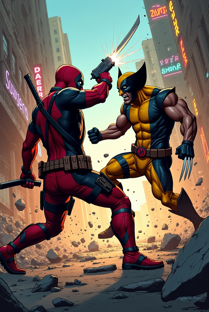 Deadpool fight with Wolverine