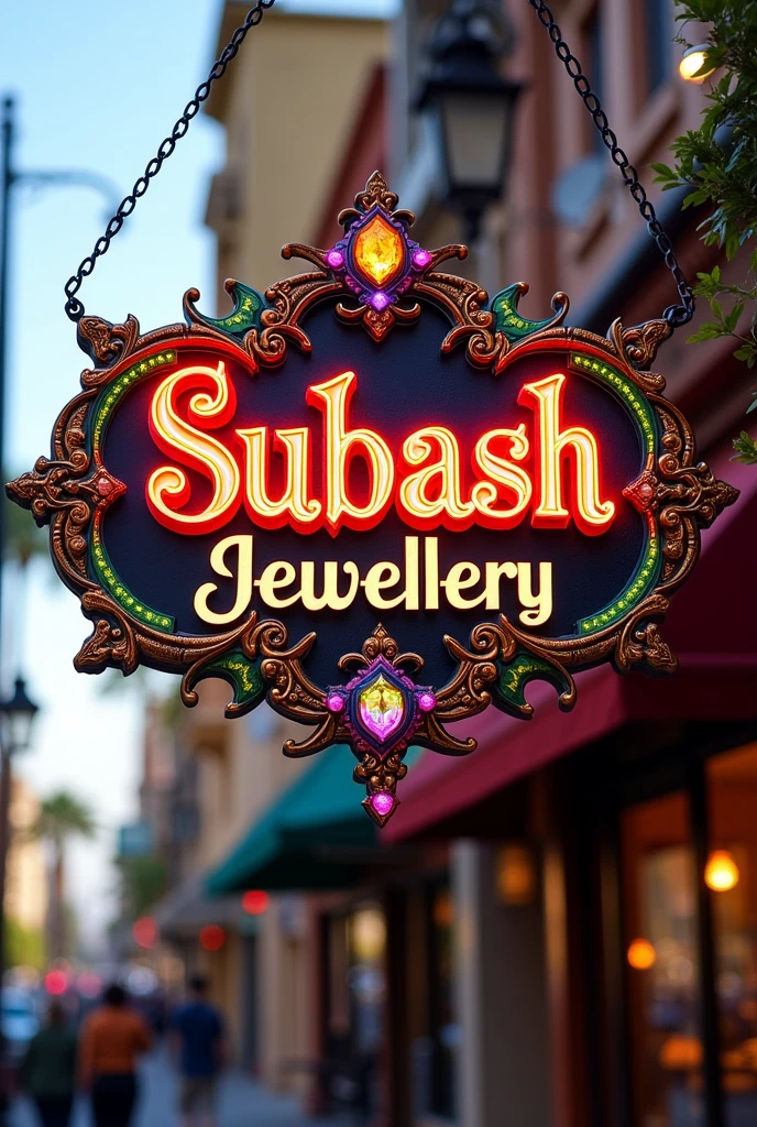 Subash Jewellery Name board at California city