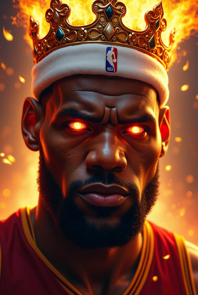 i need a picture of lebron james fire from his eyes with a king's crown