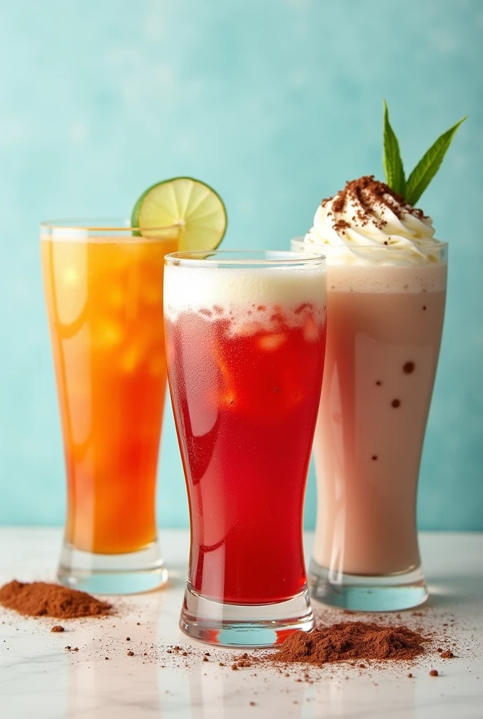A poster with a michelda, a smoothie and a frappuccino
